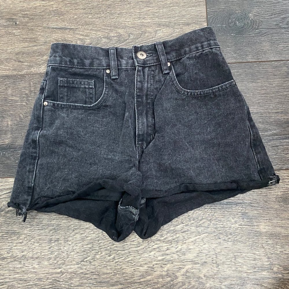 Black High Waisted Jean Shorts (Cotton On)